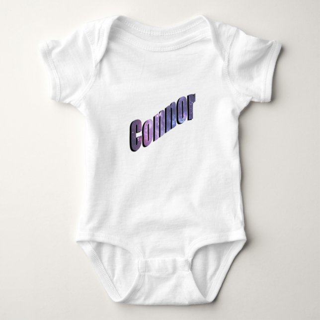 Body Para Bebê Conner, Nome Feito De Nuvens De Nebulosa Azul, (Frente)