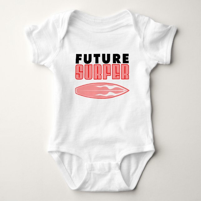 Body Para Bebê Conselho do Surf Rosa Surfer Futuro (Frente)
