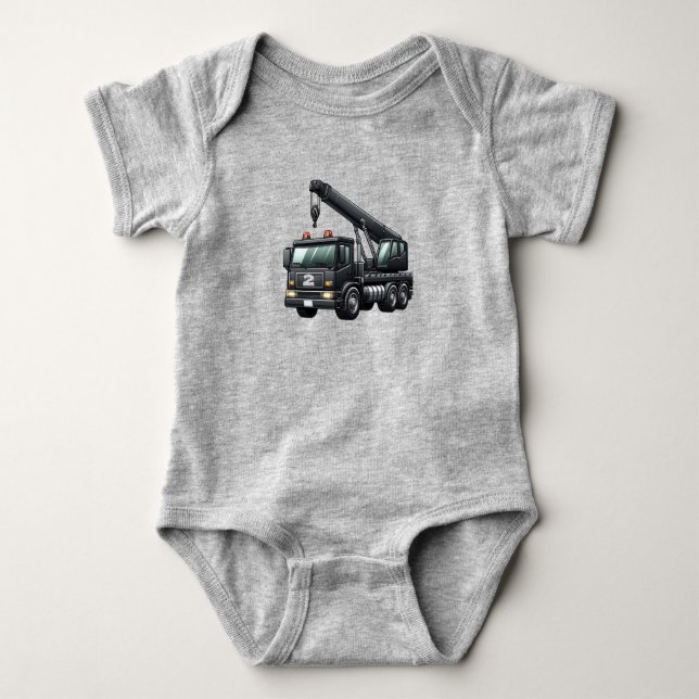 Body Para Bebê Construção/guindaste com idade personalizada # (Frente)