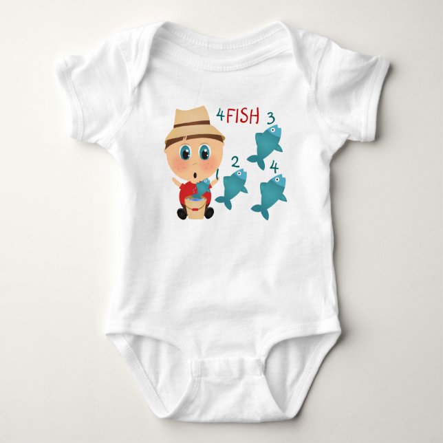 Body Para Bebê Contagem de Peixe, Bebê (Frente)
