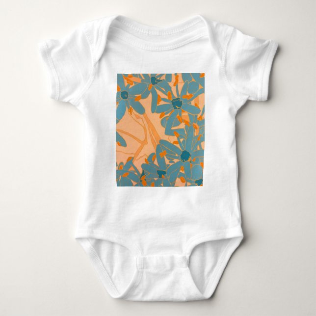 Body Para Bebê Contemporary Leaf Design in Peach (Frente)