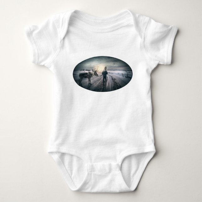 Body Para Bebê Conto de Fadas Rena e Menino (Frente)