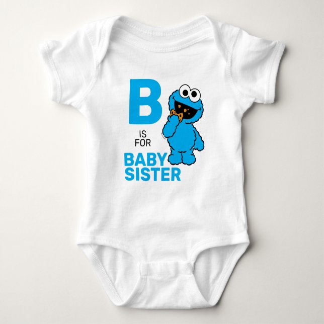 Body Para Bebê Cookie Monster | B é para Irmã Mais Nova (Frente)