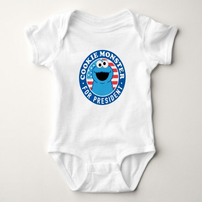Body Para Bebê Cookie Monster para Presidente (Frente)