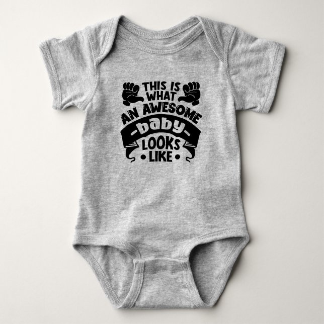 Body Para Bebê Cool awesome  word art  (Frente)
