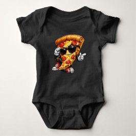 Body Para Bebê Cool Pizza Slice Mascot with Sunglasses Art