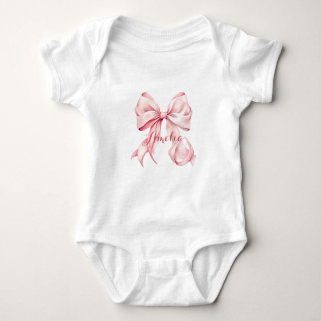 Body Para Bebê Coquete com Laço Rosa Personalizado (Frente)