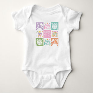 Body Para Bebê Coquette de Páscoa Pastel Xadrez Retrô