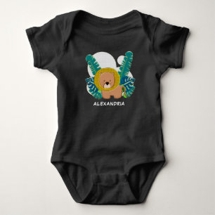 Body Para Bebê Cor da Água da Selva do Leão de Bebê