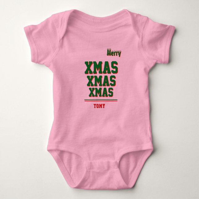 Body Para Bebê Cor de biquetê personalizada de Natal Baby Jersey (Frente)