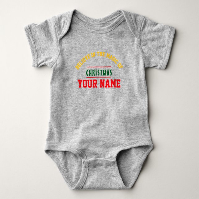 Body Para Bebê Cor de biquetê personalizada de Natal Baby Jersey (Frente)