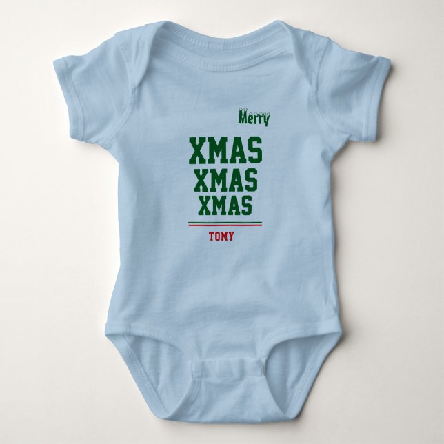 Body Para Bebê Cor de biquetê personalizada de Natal Baby Jersey (Frente)