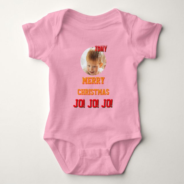 Body Para Bebê Cor de biquetê personalizada de Natal Baby Jersey (Frente)