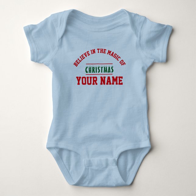 Body Para Bebê Cor de biquetê personalizada de Natal Baby Jersey (Frente)