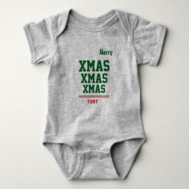 Body Para Bebê Cor de biquetê personalizada de Natal Baby Jersey (Frente)