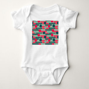 Body Para Bebê Cor-de-rosa, azul claro, Retângulos e círculos do 