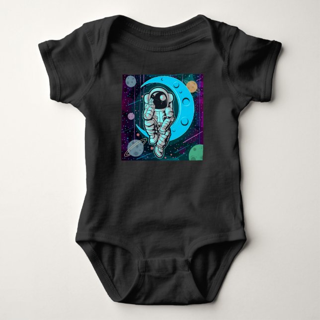 Body Para Bebê cor do cheio astronauta (Frente)