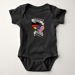 Body Para Bebê Coração Alemão-Americano Sinalizadores Alemanha Am