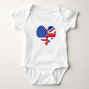Body Para Bebê Coração americano britânico