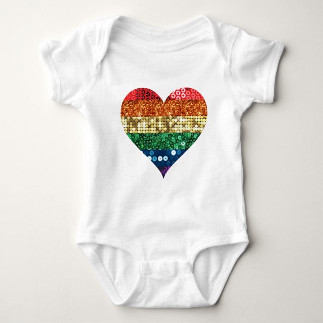 Body Para Bebê coração arco-íris lgbt (Frente)