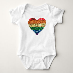 Body Para Bebê coração arco-íris lgbt