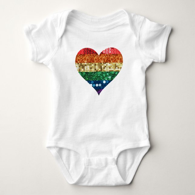 Body Para Bebê coração arco-íris lgbt (Frente)