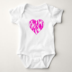 Body Para Bebê Coração com Impressão de Tigre Rosa 