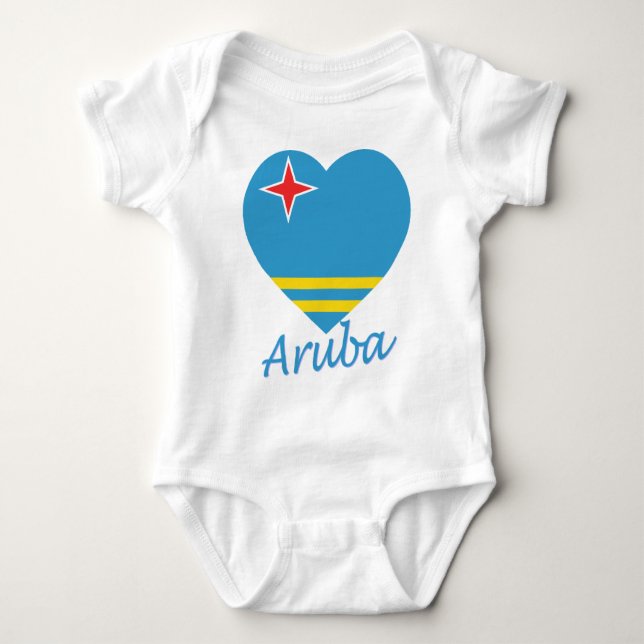 Body Para Bebê Coração da bandeira de Aruba (Frente)