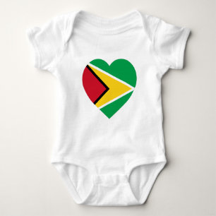 Body Para Bebê Coração da bandeira de Guyana