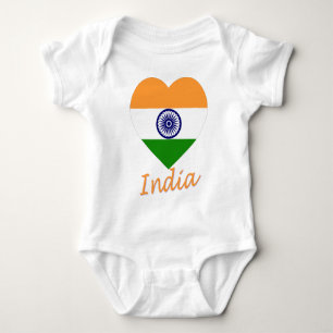 Body Para Bebê Coração da bandeira de India