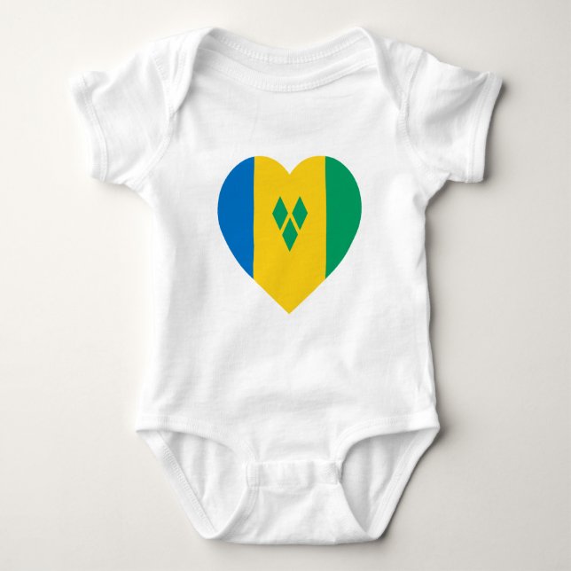 Body Para Bebê Coração da bandeira de São Vicente/Grenadines (Frente)