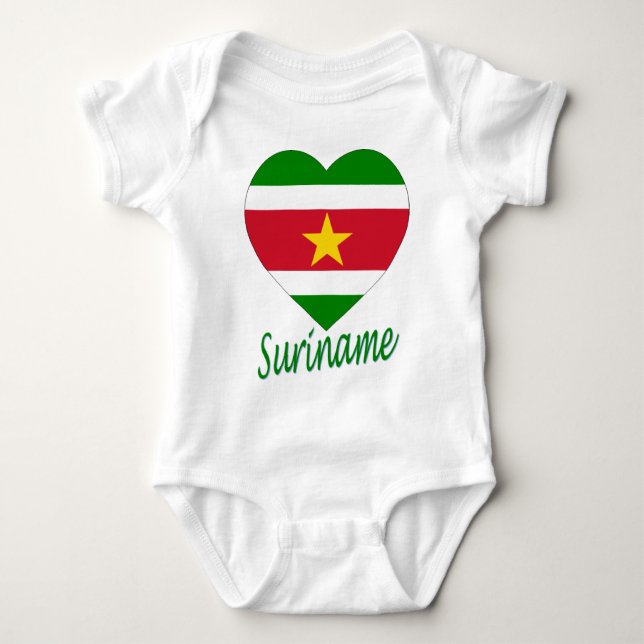 Body Para Bebê Coração da bandeira de Suriname (Frente)