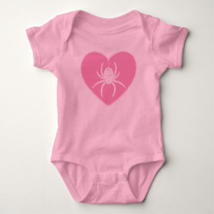 Body Para Bebê Coração de Aranha Rosa