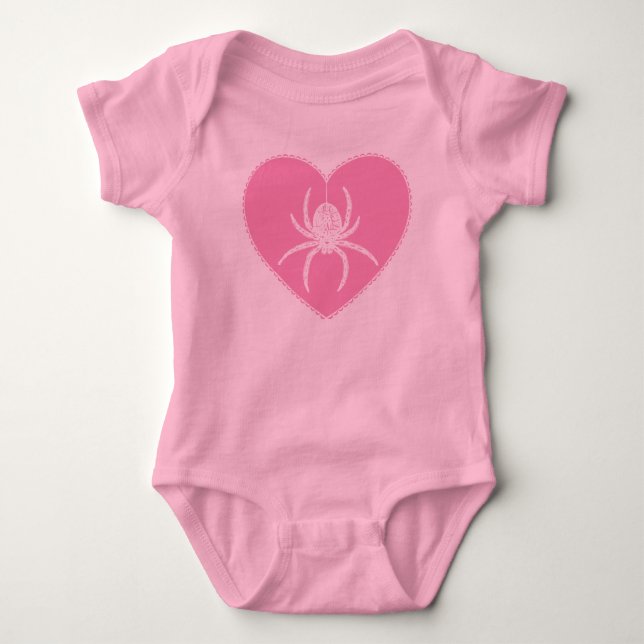Body Para Bebê Coração de Aranha Rosa (Frente)