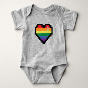 Body Para Bebê Coração de Pixel Arco-Íris