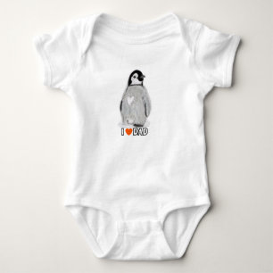 Body Para Bebê Coração do pinguim do bebê eu amo o dorminhoco 