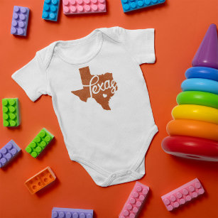 Body Para Bebê Coração do Texas Laranja Queimado
