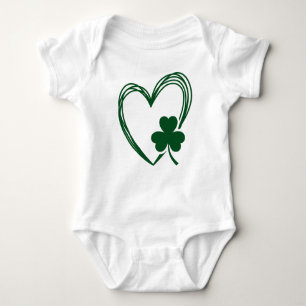 Body Para Bebê Coração Escritível com Shamrock Saint Patrick