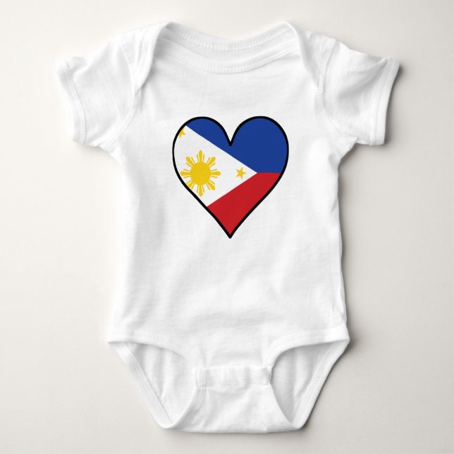 Body Para Bebê Coração filipino da bandeira (Frente)