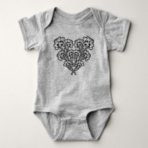 Body Para Bebê Coração Flor de Arte Gótica Nouveau