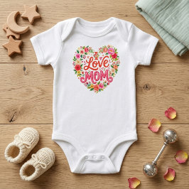 Body Para Bebê Coração Floral, Presente para Mãe Menina | Anúncio