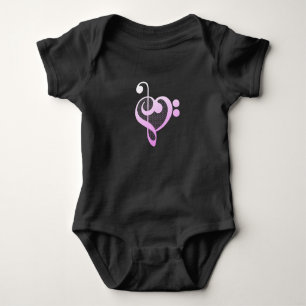Body Para Bebê Coração Musical Rosa