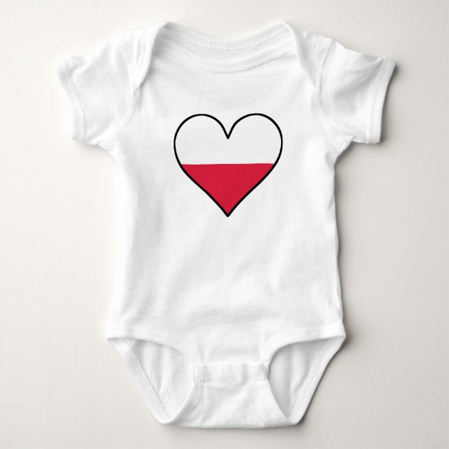 Body Para Bebê Coração polonês da bandeira (Frente)