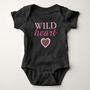 Body Para Bebê Coração Selvagem Leopardo e Bebê Rosa