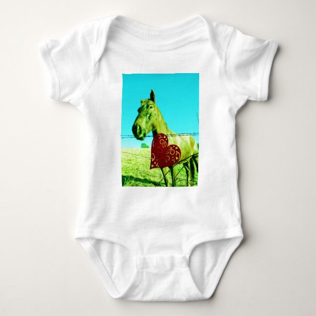 Body Para Bebê Coração Vermelho e Cavalo (Frente)