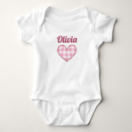 Body Para Bebê Coração Xadrez com Nome