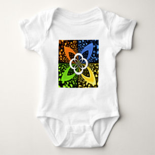 Body Para Bebê Corações amarelo azul iridescentes