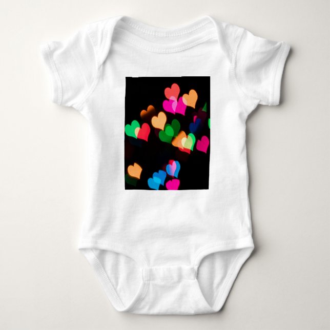Body Para Bebê corações arco-íris (Frente)