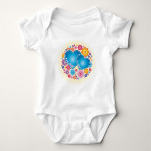 Body Para Bebê Corações Azuis Floral