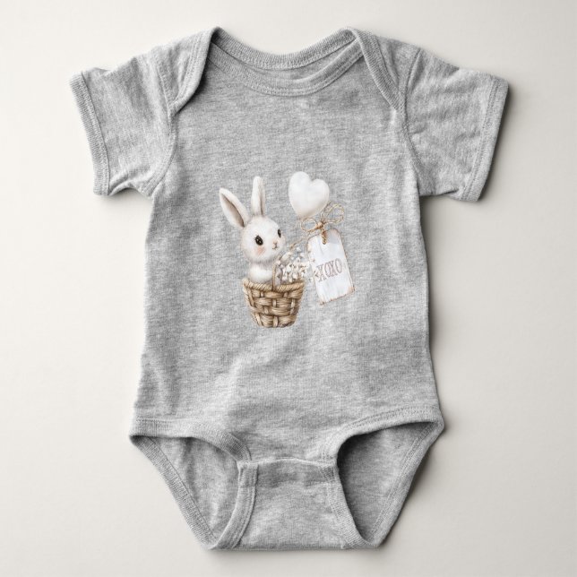 Body Para Bebê Corações brancos num Chá de fraldas XOXO (Frente)